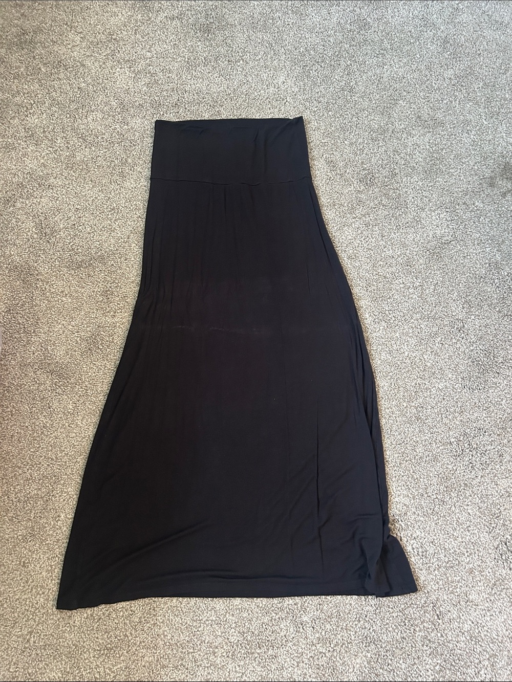 Everyday Black Maxi Skirt with Fold-Over Waist